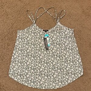 LC Lauren Conrad Green Floral Spaghetti-Strap Camisole